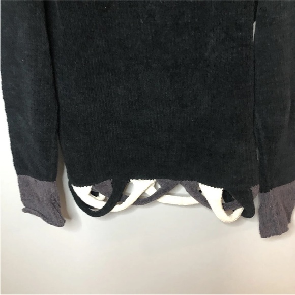 EDEL MACBRIDE Sweater Ireland Hand Made High Roll Neck Chenille Knit Black Large - Picture 11 of 16